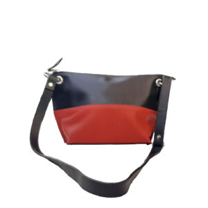cartera bandolera Vittoria doble color negro con rojo
