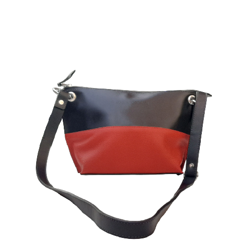 cartera bandolera Vittoria doble color negro con rojo